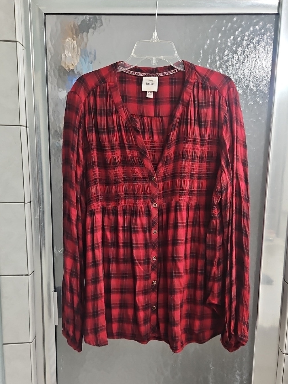 Knox Rose Red and Black Plaid Button-Down Shirt